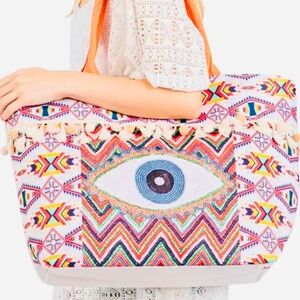 Styline Seeing Eye Boho Print Beach Bag